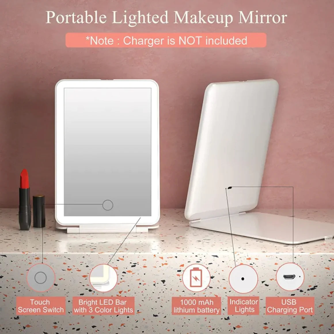 GlowFold™ LED Touch Makeup Mirror